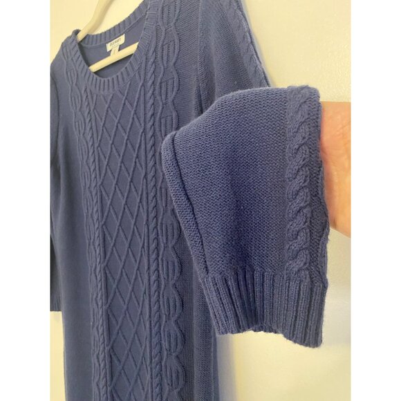 NWT Old Navy Women’s Blue Cable Knit Sweater Dress 3/4 Sleeve Size M - Picture 4 of 5
